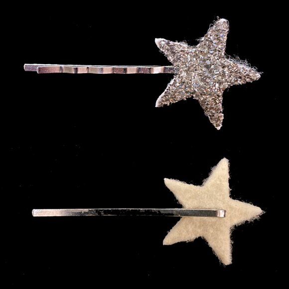 UNUSED Sterling + VTG Glass STAR Hair Clips Ornaments  Catbird Sue Eggen Ltd Ed - Picture 4 of 7